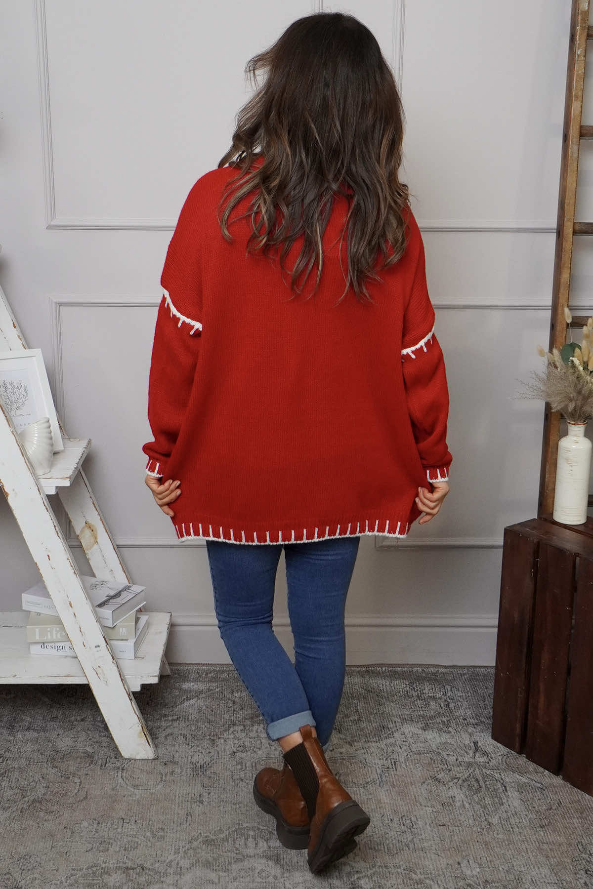 Emma Knitted Jumper Red