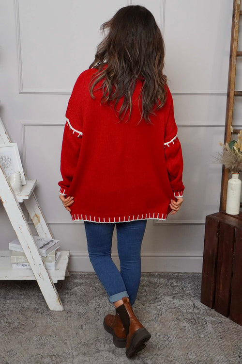 Emma Knitted Jumper Red - Image 4