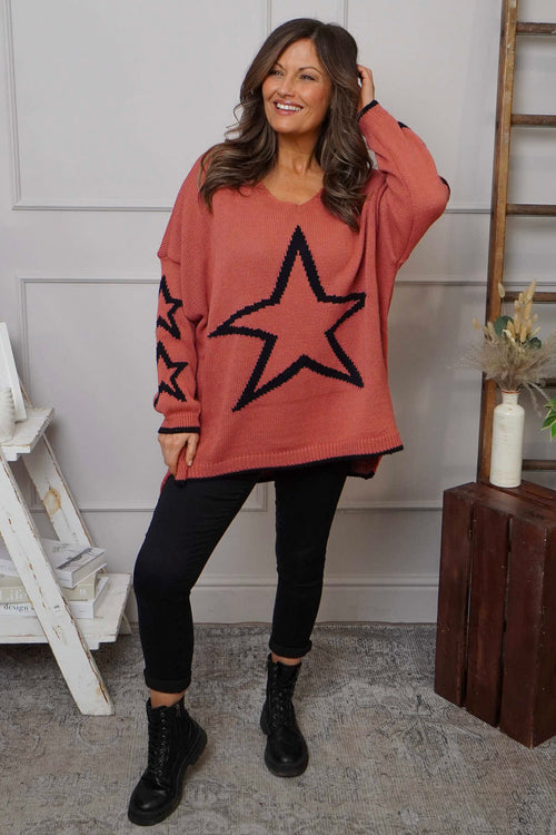 Kimbra Star Knitted Jumper Burnt Orange