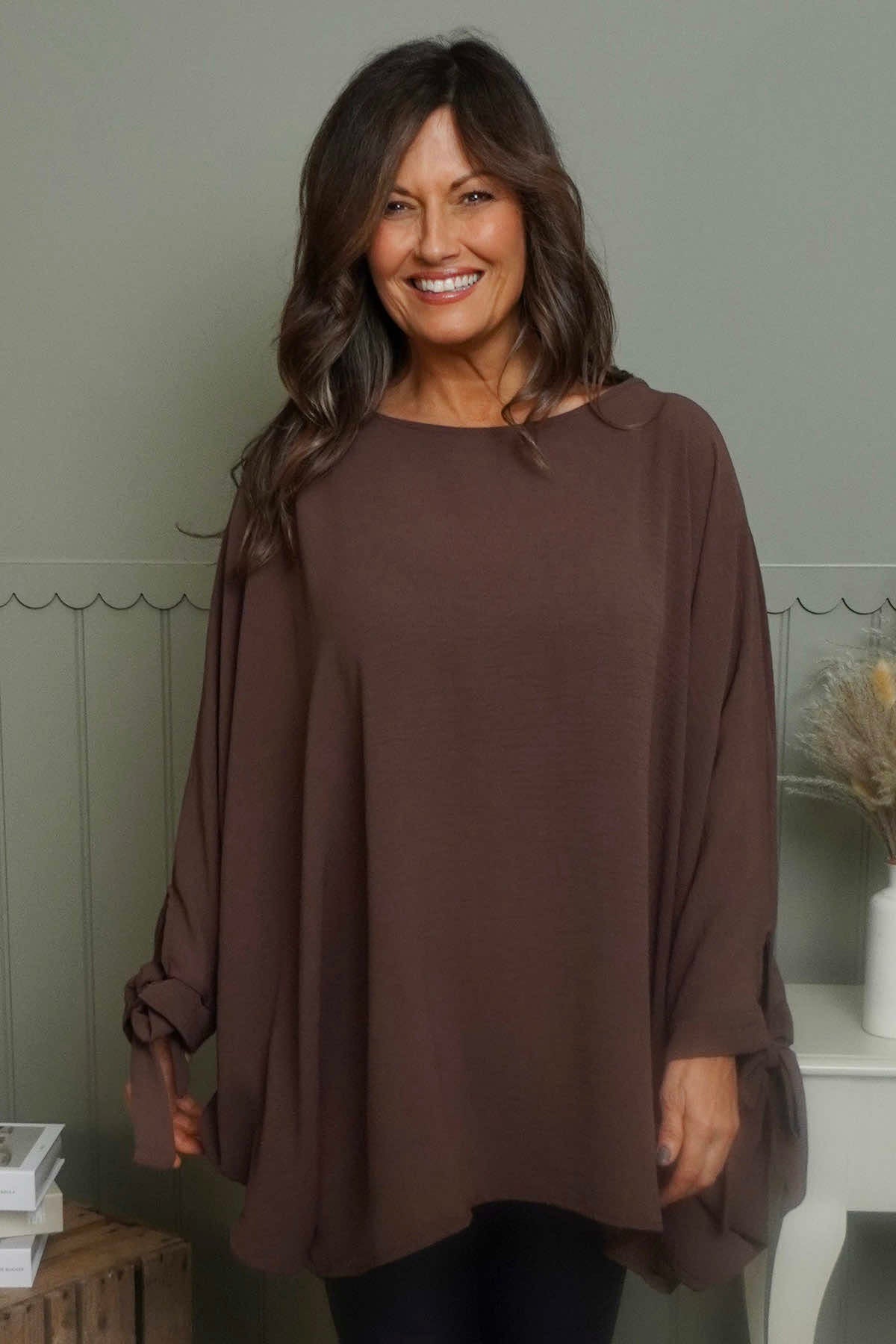Anette Tie Sleeve Top Cocoa