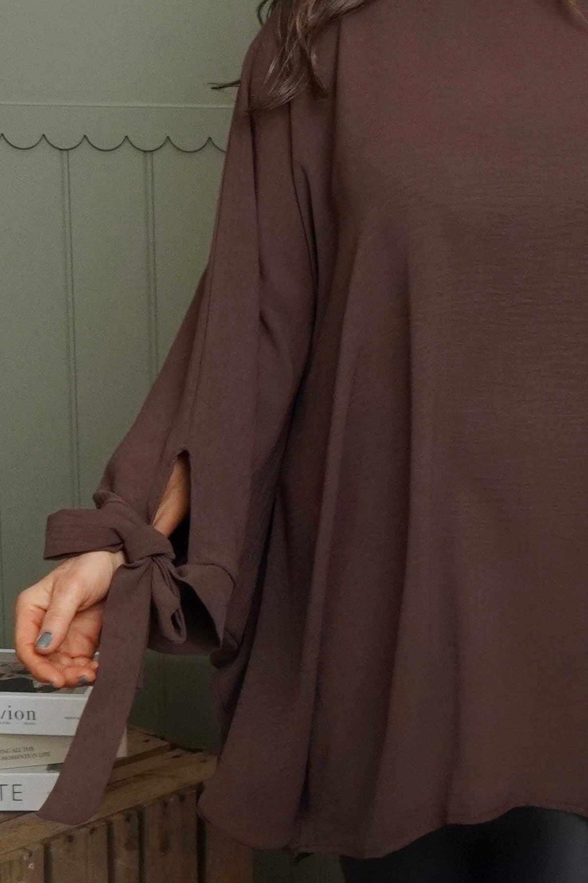 Anette Tie Sleeve Top Cocoa