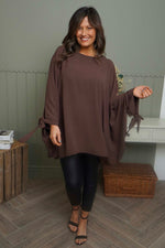 Anette Tie Sleeve Top Cocoa Cocoa - Anette Tie Sleeve Top Cocoa