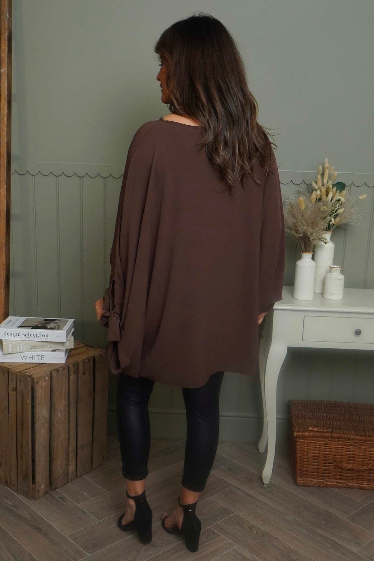 Anette Tie Sleeve Top Cocoa