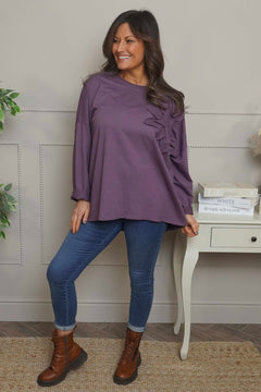 Kaila Flower Patch Cotton Top Purple