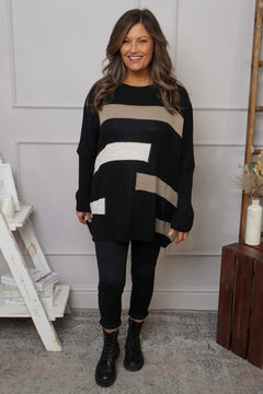 Melva Block Knitted Jumper Black