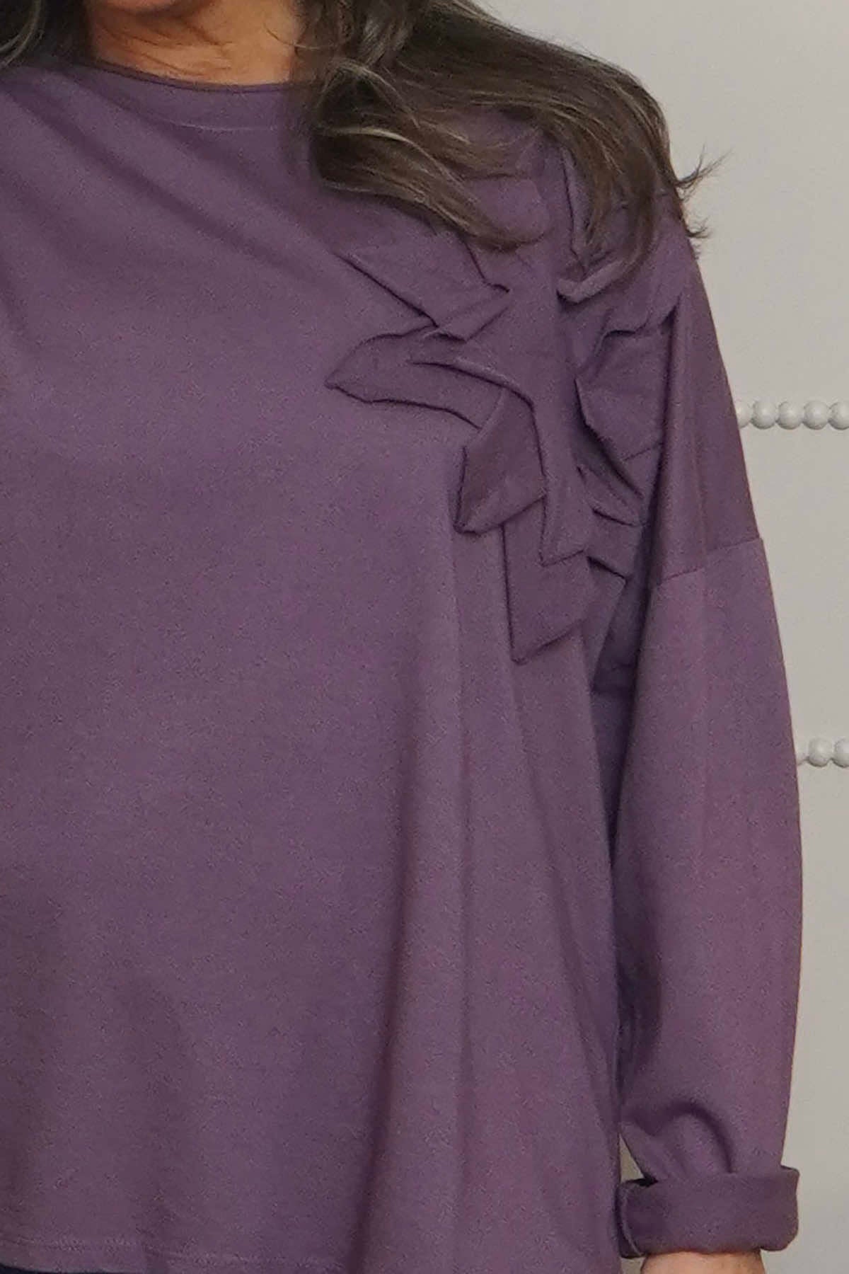 Kaila Flower Patch Cotton Top Purple