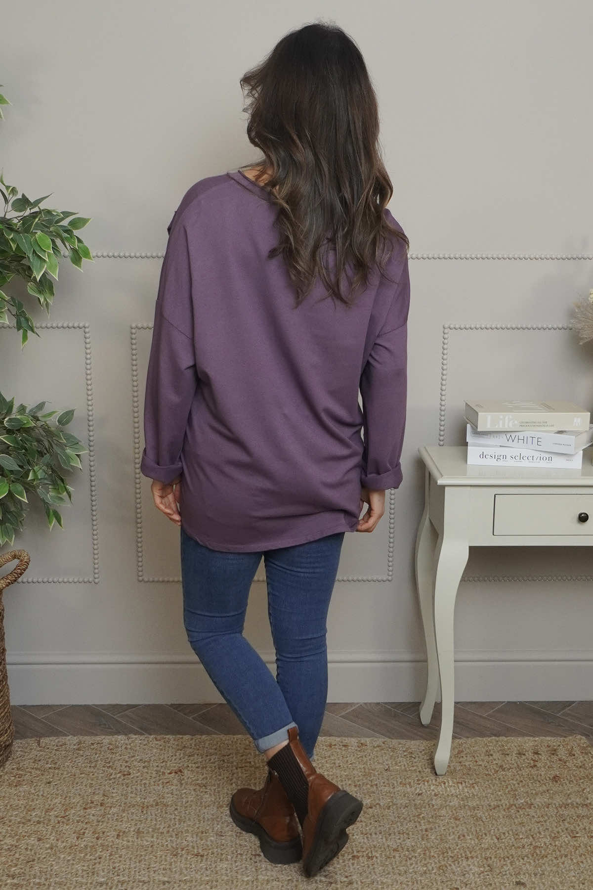 Kaila Flower Patch Cotton Top Purple