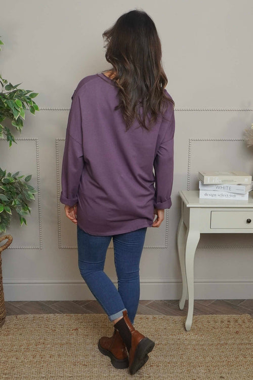 Kaila Flower Patch Cotton Top Purple - Image 4