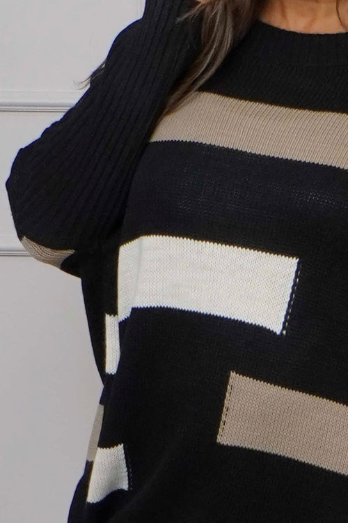 Melva Block Knitted Jumper Black - Image 3