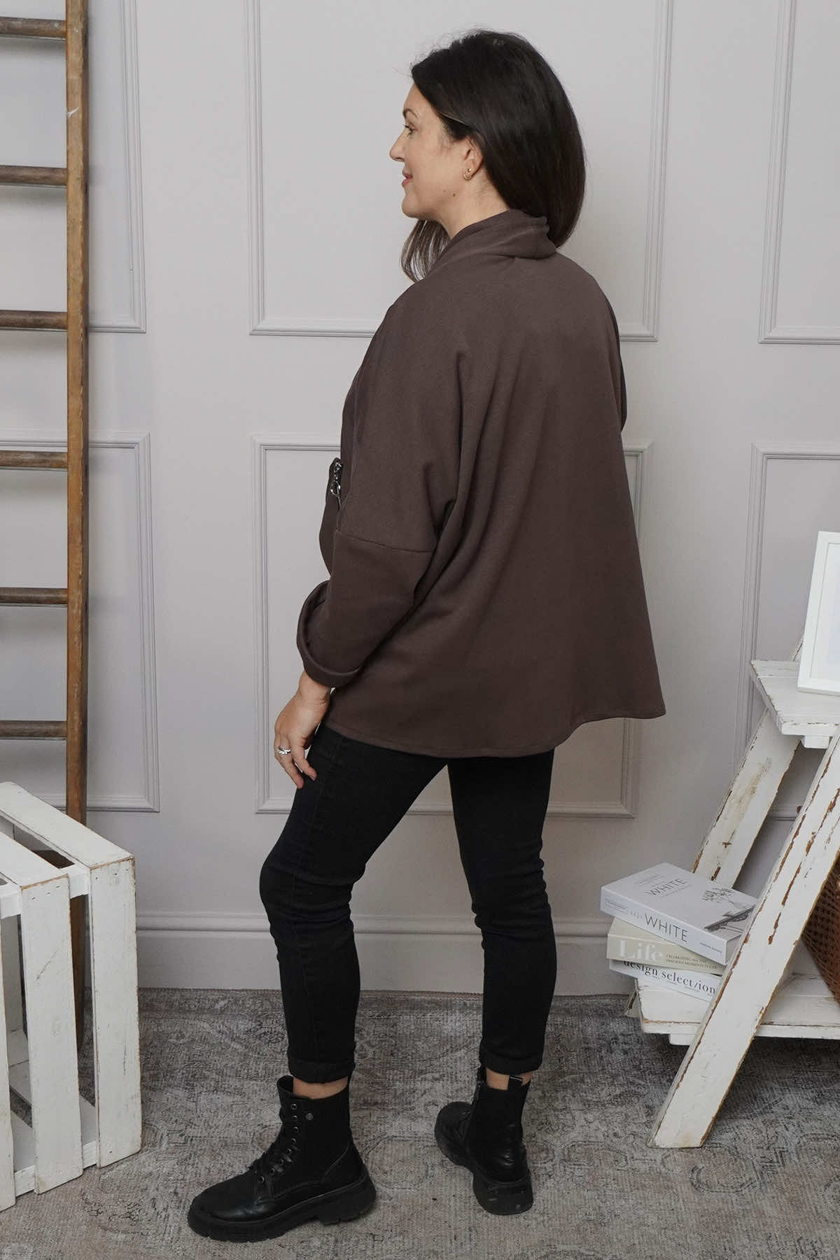 Floella Zip Cotton Jacket Cocoa