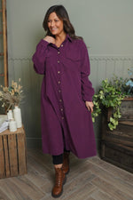 Dezi Needlecord Shirt Dress Purple Purple - Dezi Needlecord Shirt Dress Purple