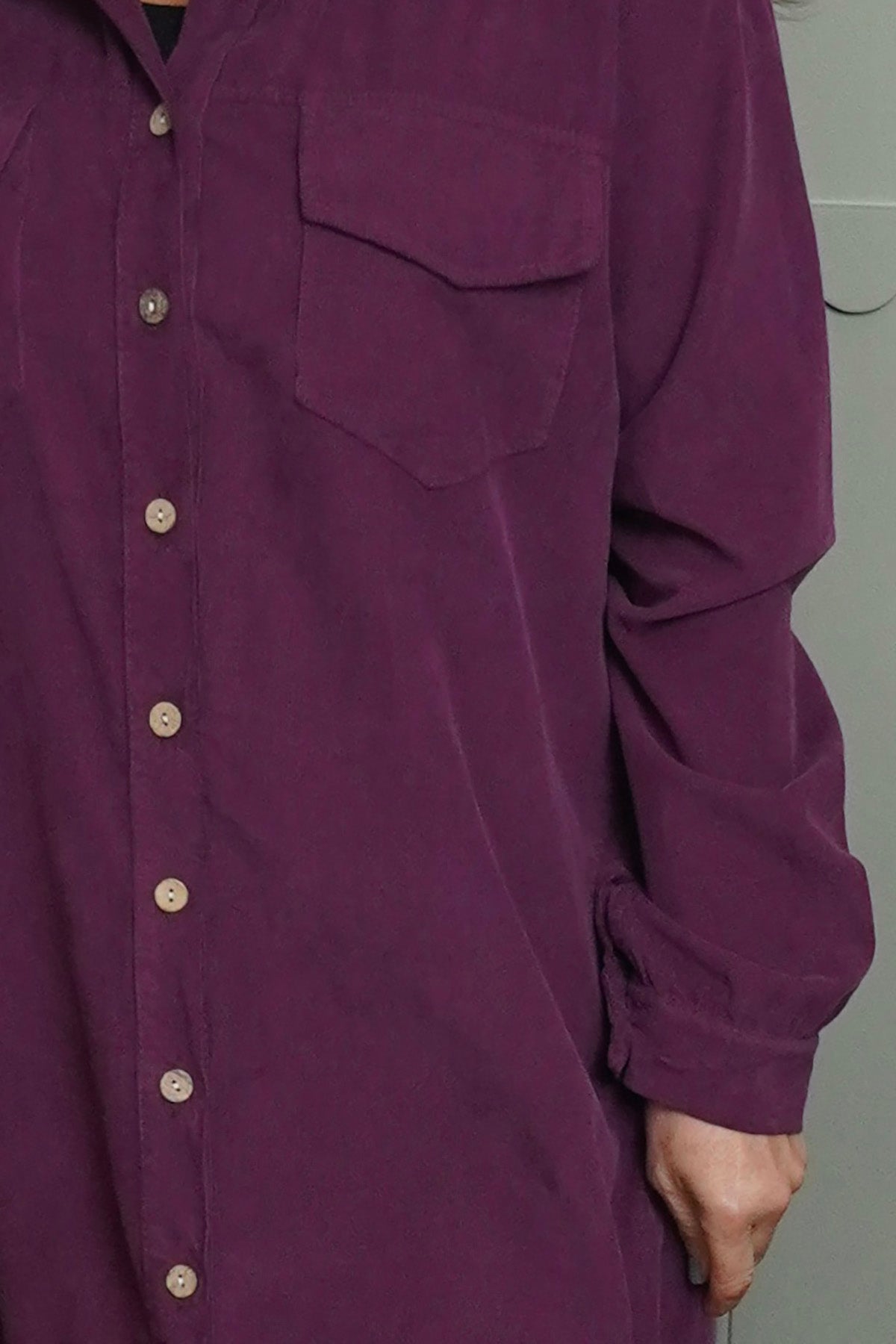Dezi Needlecord Shirt Dress Purple