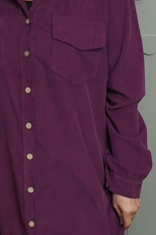 Dezi Needlecord Shirt Dress Purple - Image 3
