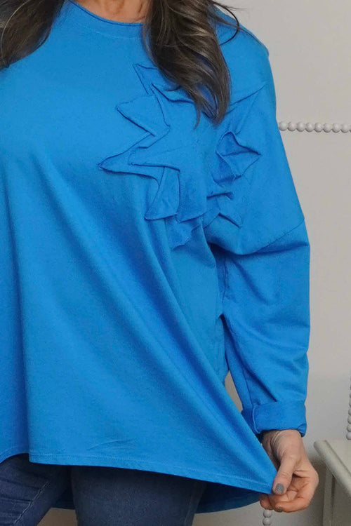 Kaila Flower Patch Cotton Top Blue - Image 3