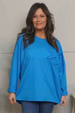 Kaila Flower Patch Cotton Top Blue