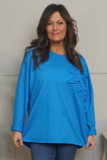 Kaila Flower Patch Cotton Top Blue Blue - Kaila Flower Patch Cotton Top Blue