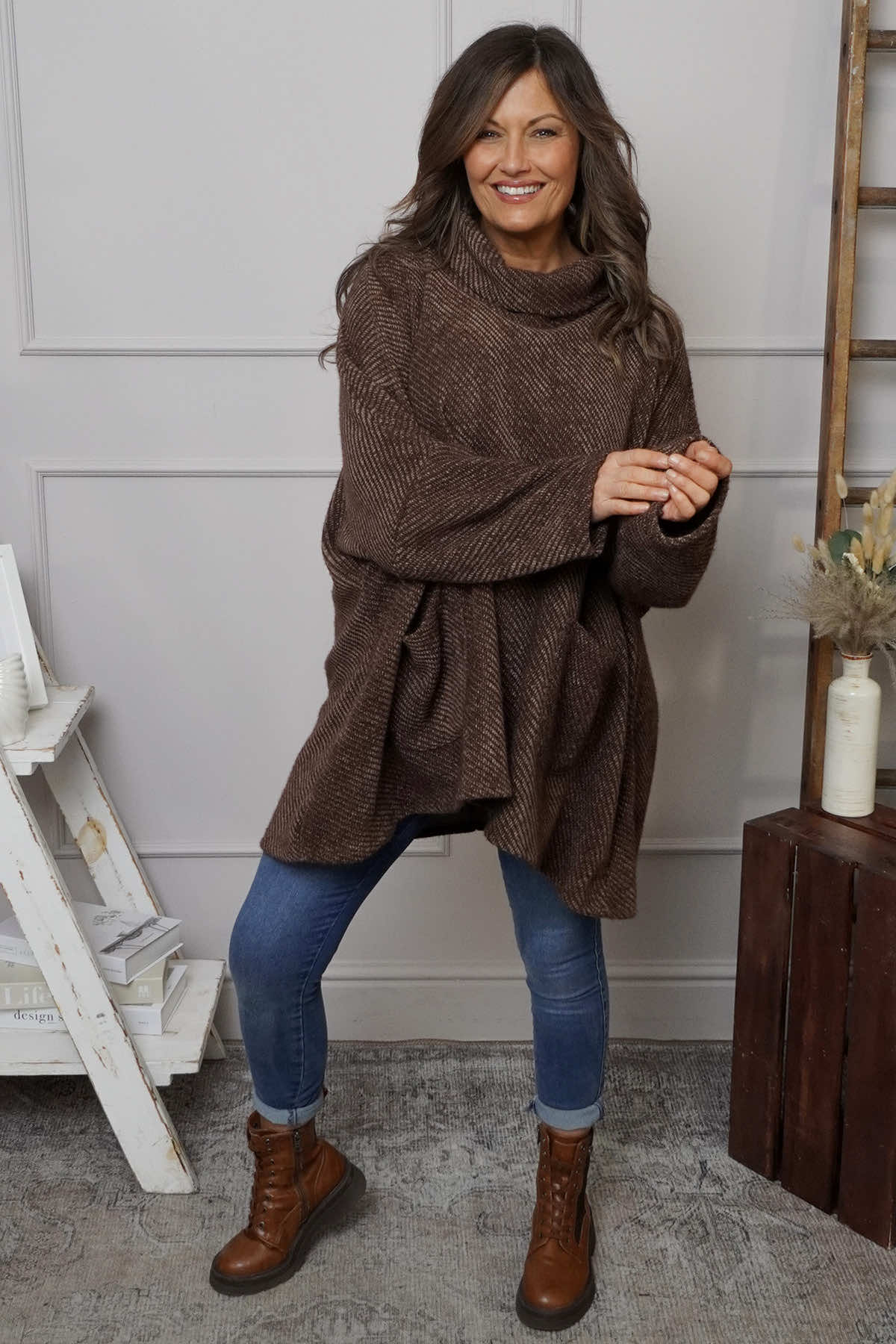 Luma Cowl Neck Jumper Cocoa