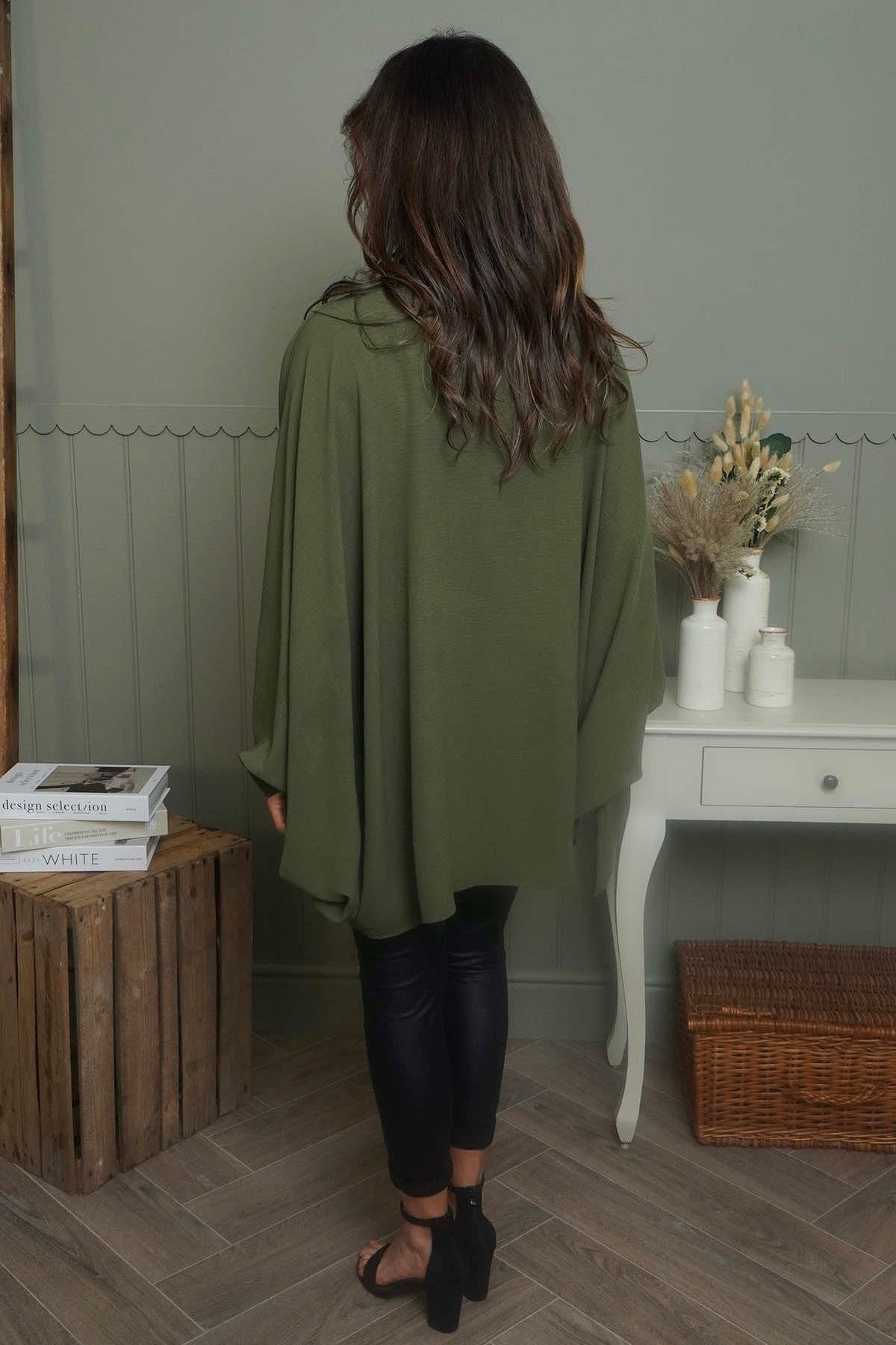 Anette Tie Sleeve Top Khaki
