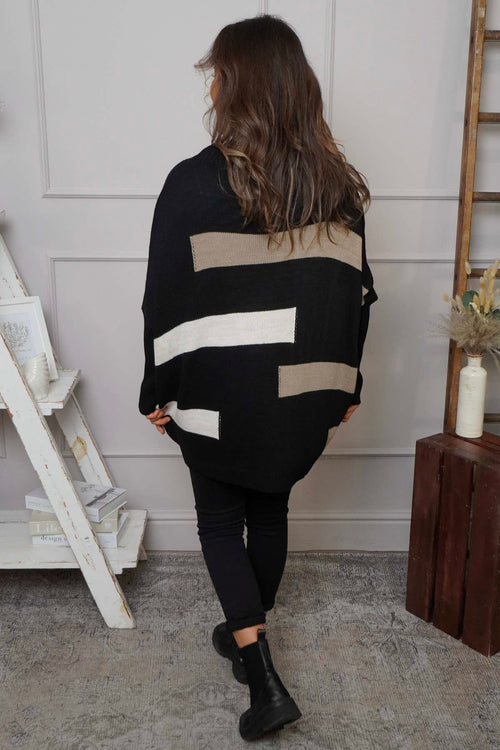 Melva Block Knitted Jumper Black - Image 4
