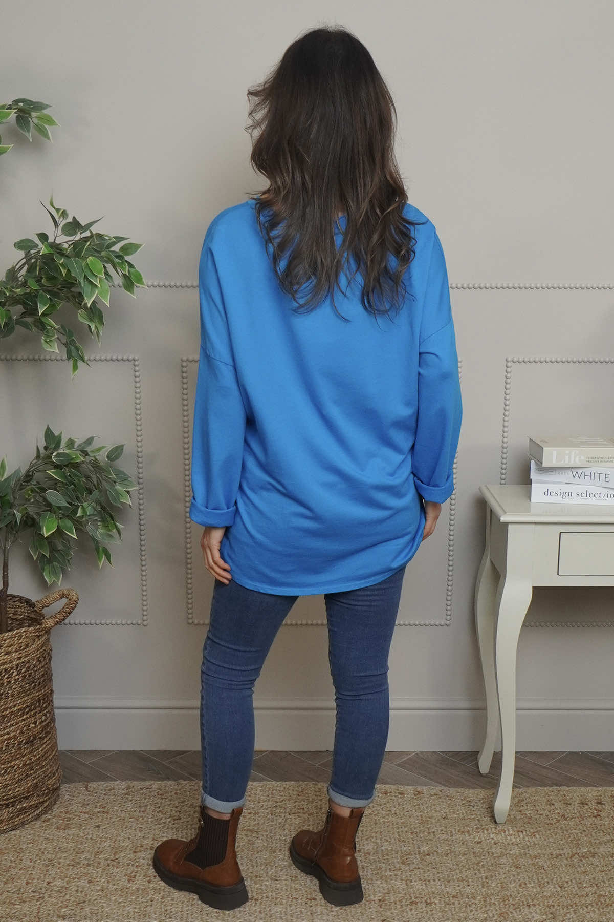 Kaila Flower Patch Cotton Top Blue