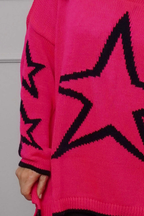 Kimbra Star Knitted Jumper Fuchsia - Image 3