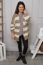 Kennedy Stripe Knitted Cardigan Camel Camel - Kennedy Stripe Knitted Cardigan Camel