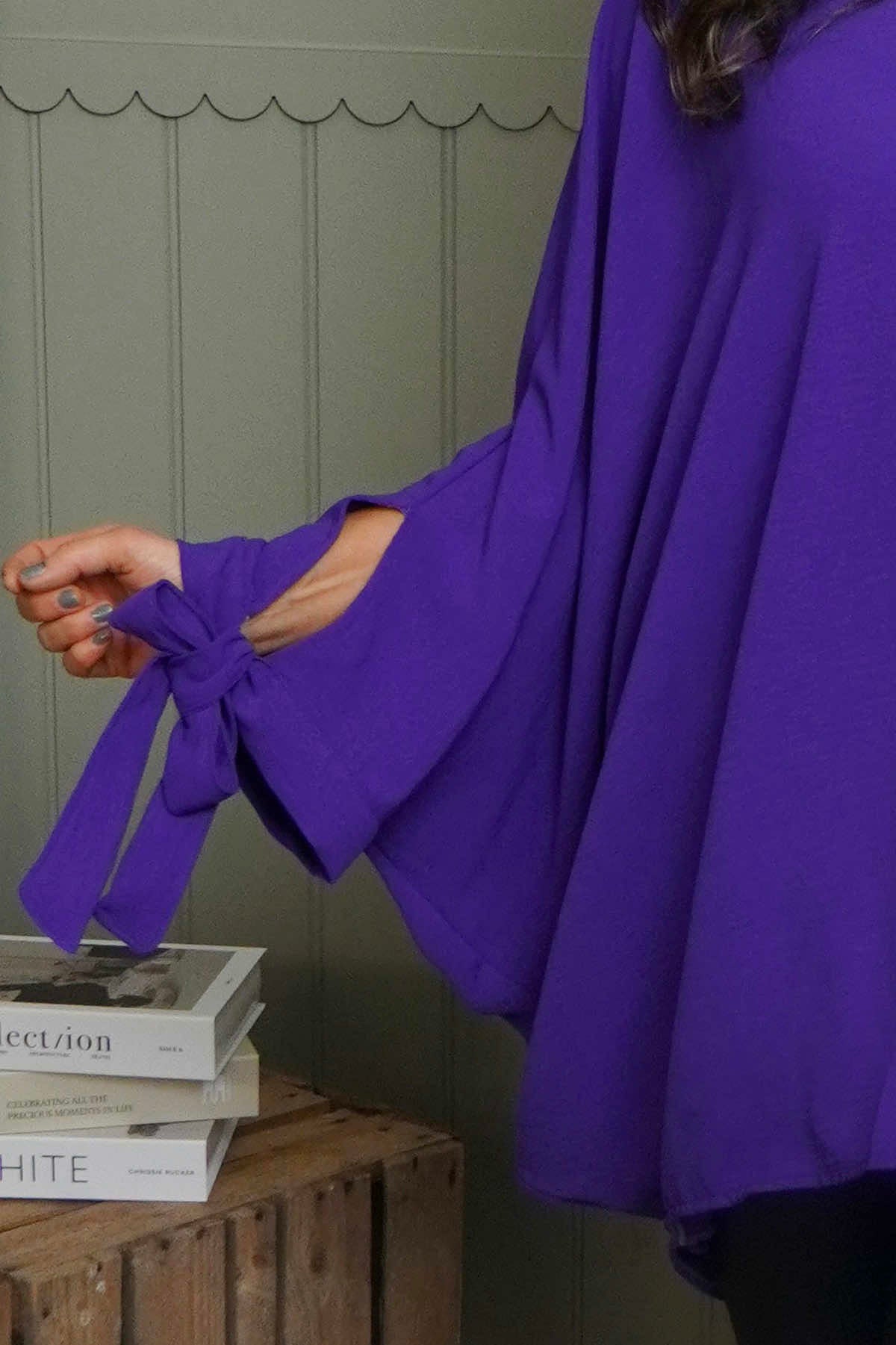 Anette Tie Sleeve Top Purple