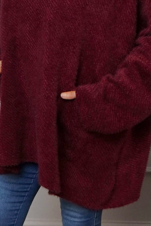 Luma Cowl Neck Jumper Wine - Image 3