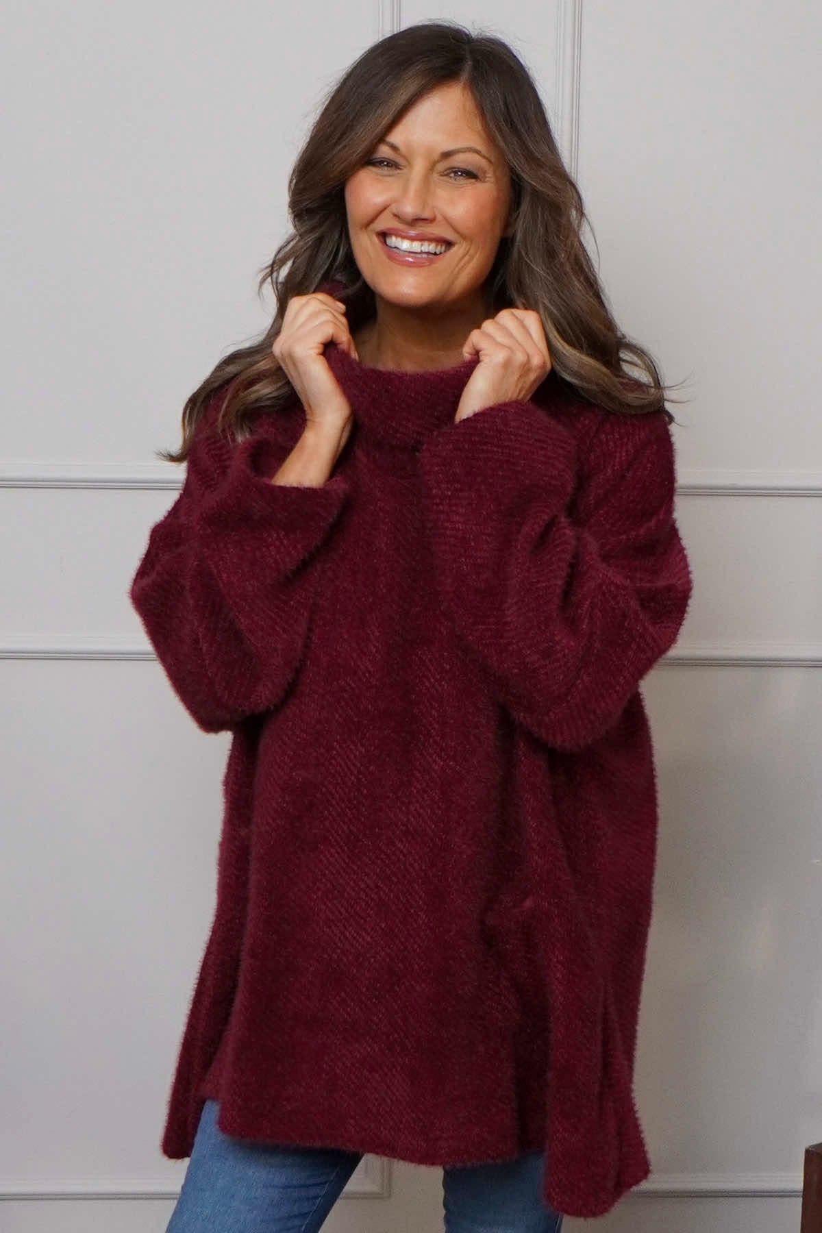 Luma Cowl Neck Jumper Wine