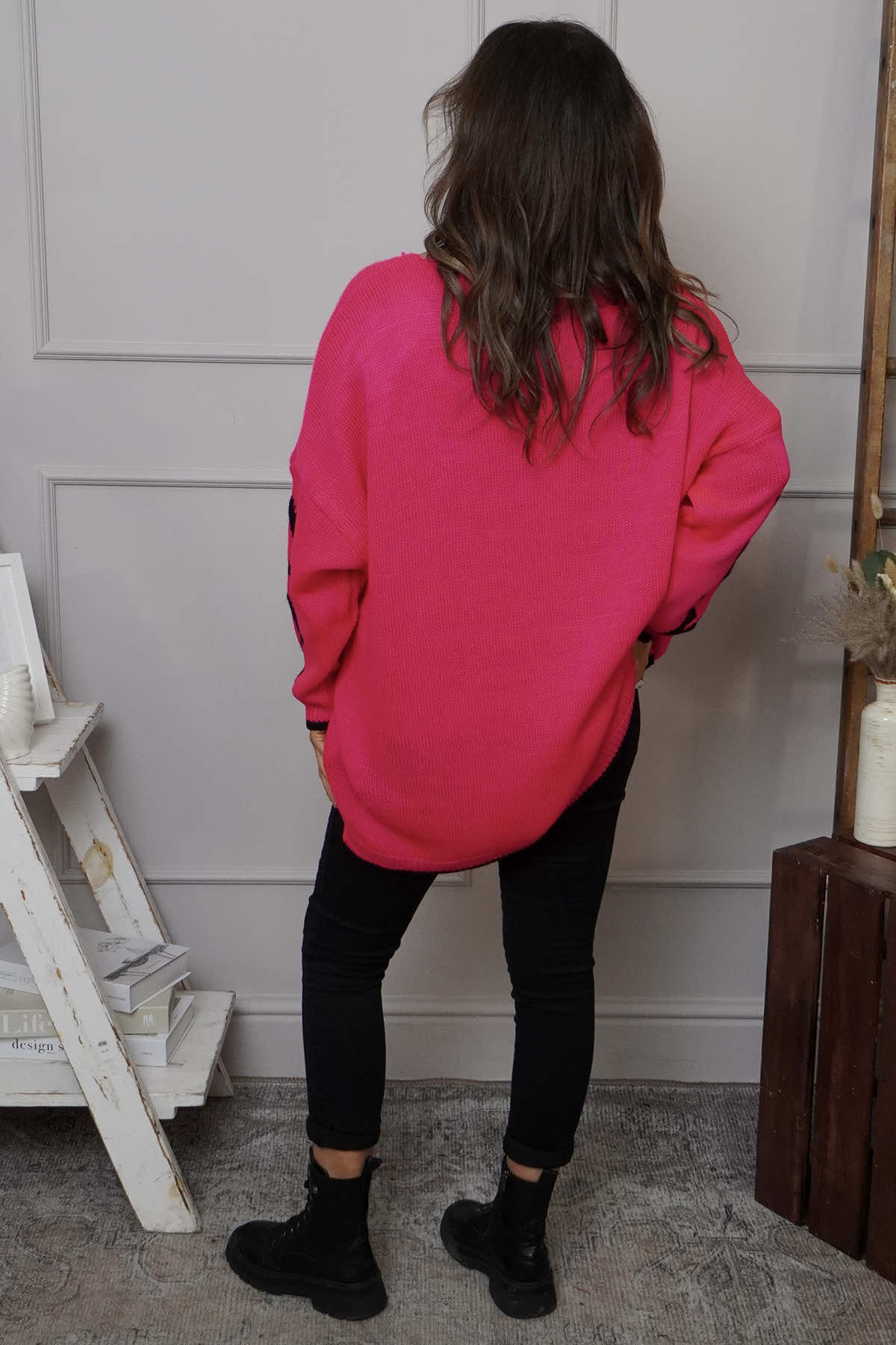 Kimbra Star Knitted Jumper Fuchsia