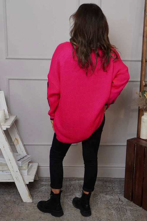 Kimbra Star Knitted Jumper Fuchsia - Image 4
