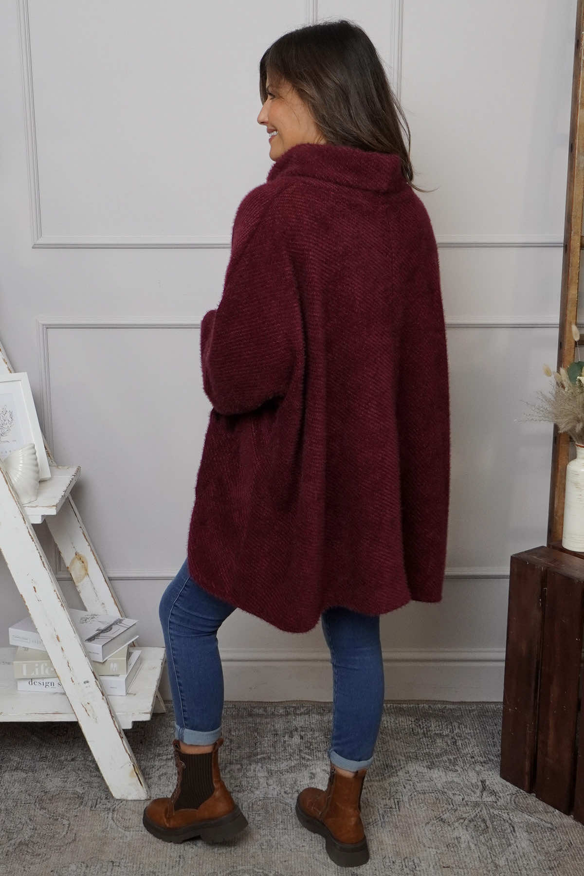 Luma Cowl Neck Jumper Wine