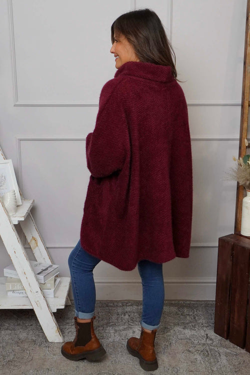 Luma Cowl Neck Jumper Wine - Image 4