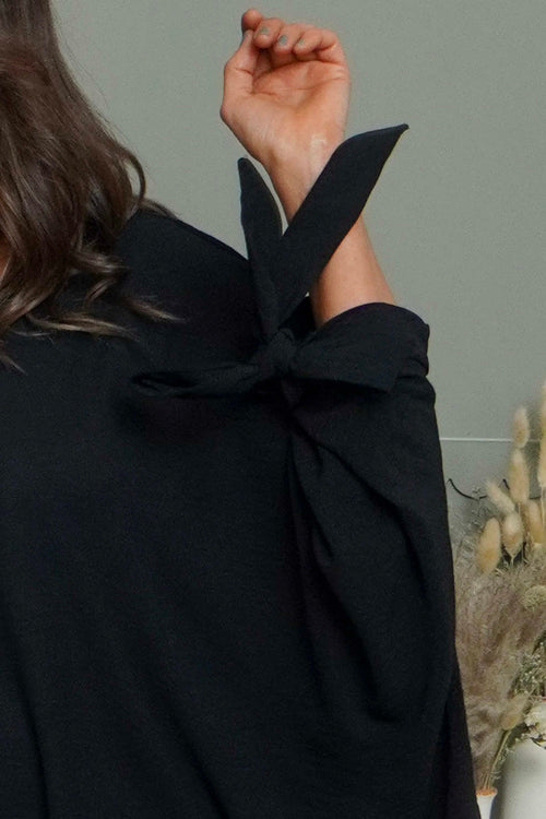 Anette Tie Sleeve Top Black - Image 3