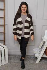 Kennedy Stripe Knitted Cardigan Cocoa Cocoa - Kennedy Stripe Knitted Cardigan Cocoa