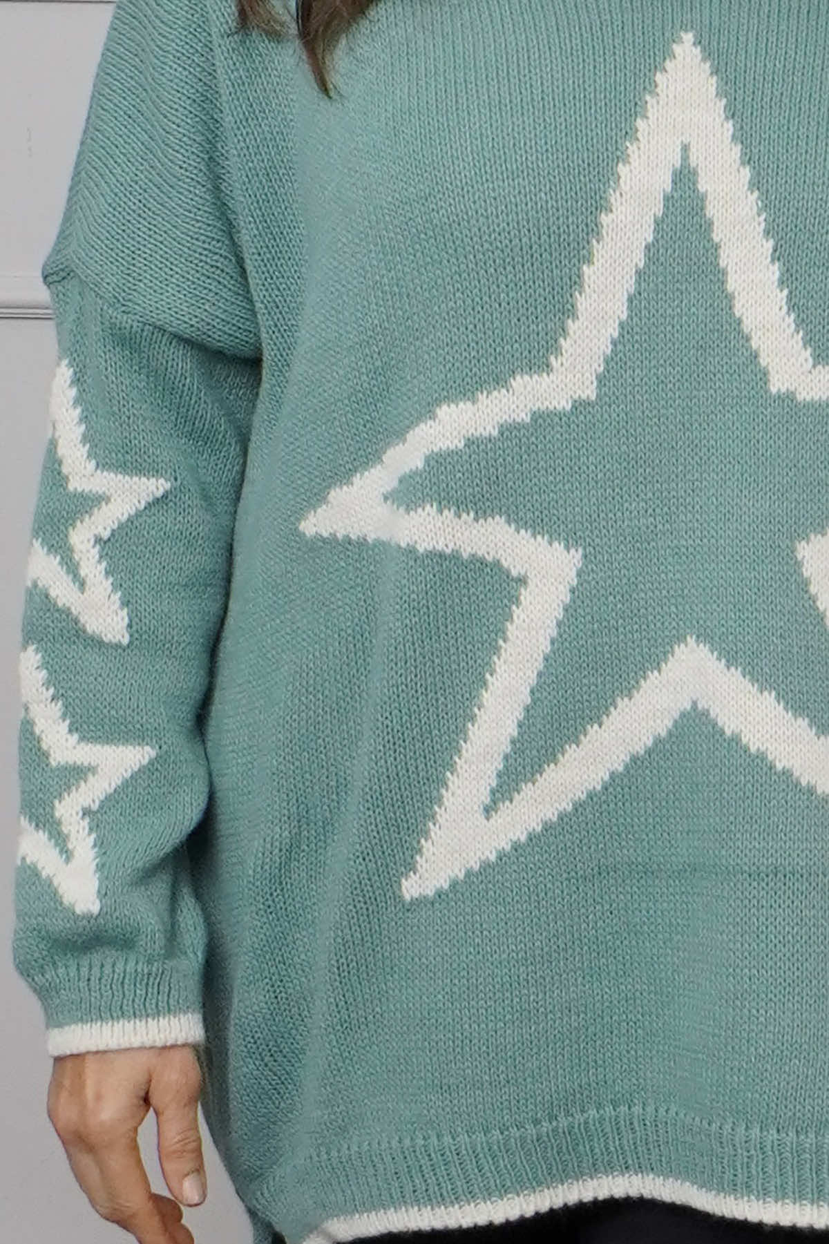 Kimbra Star Knitted Jumper Sage Green