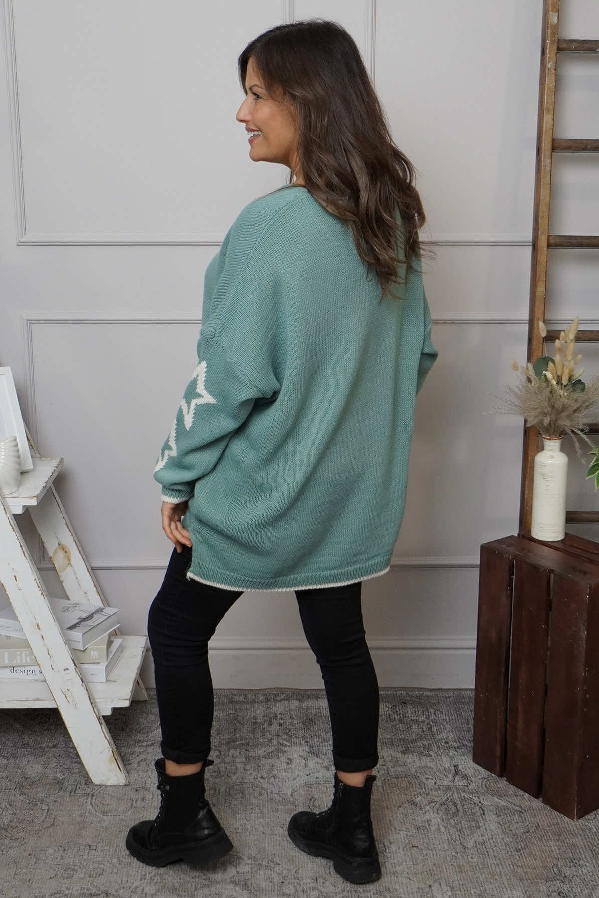 Kimbra Star Knitted Jumper Sage Green