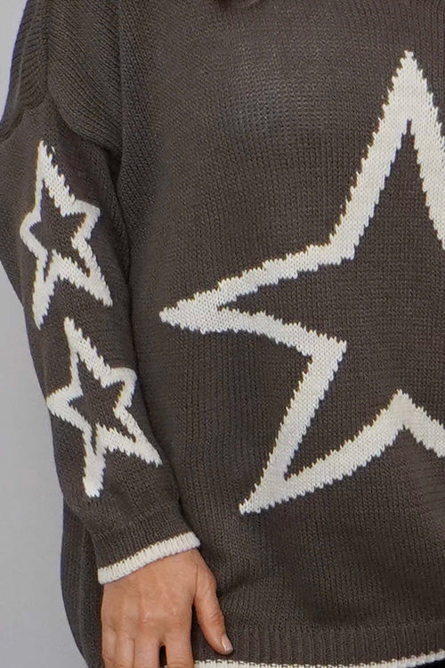 Kimbra Star Knitted Jumper Dark Mocha - Image 3