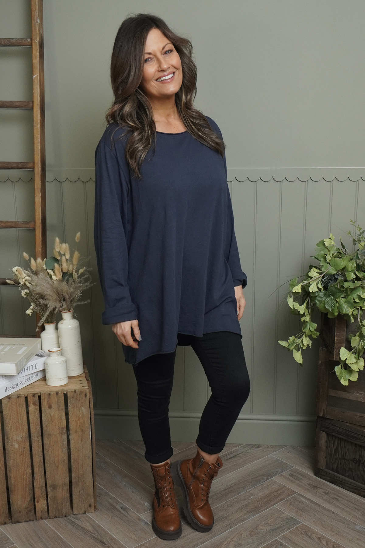 Sasha Cotton Top Navy