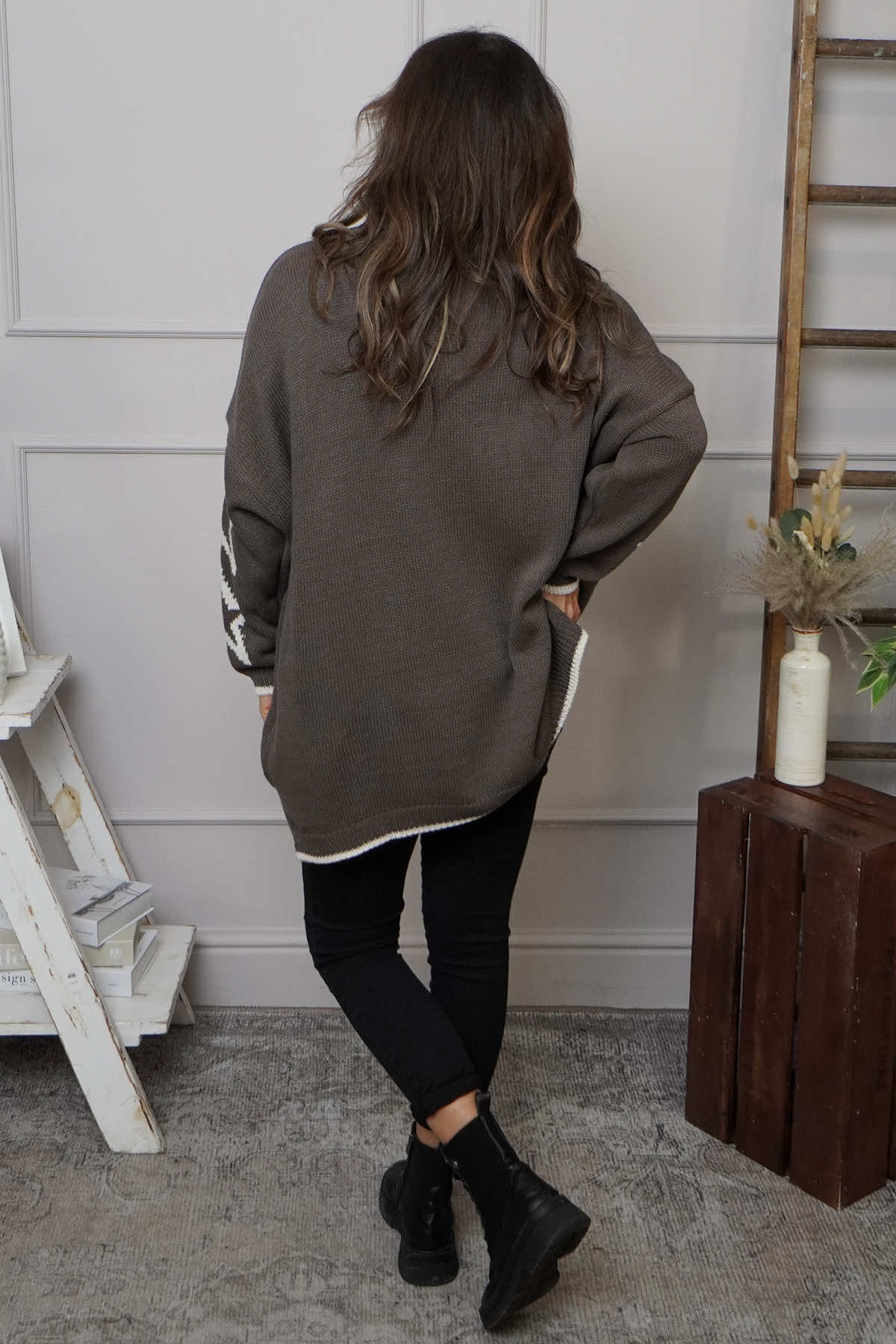 Kimbra Star Knitted Jumper Dark Mocha