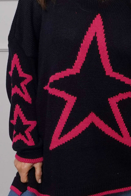 Kimbra Star Knitted Jumper Navy - Image 3