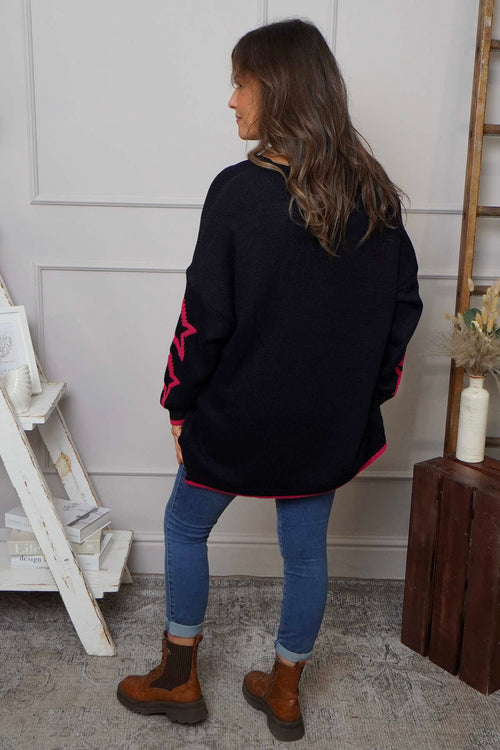 Kimbra Star Knitted Jumper Navy - Image 4