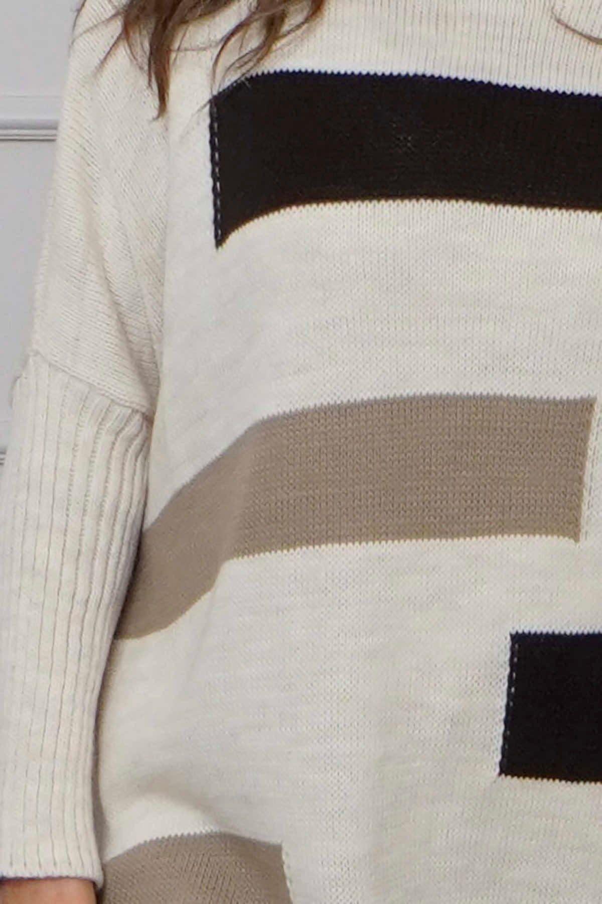 Melva Block Knitted Jumper Stone