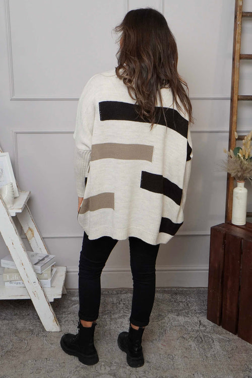 Melva Block Knitted Jumper Stone - Image 4