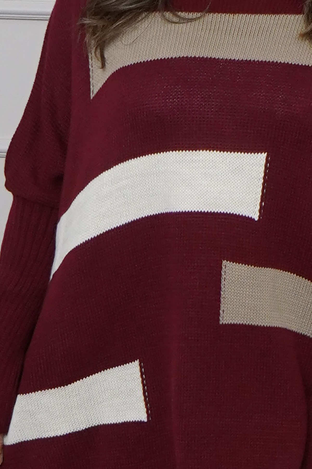 Melva Block Knitted Jumper Wine