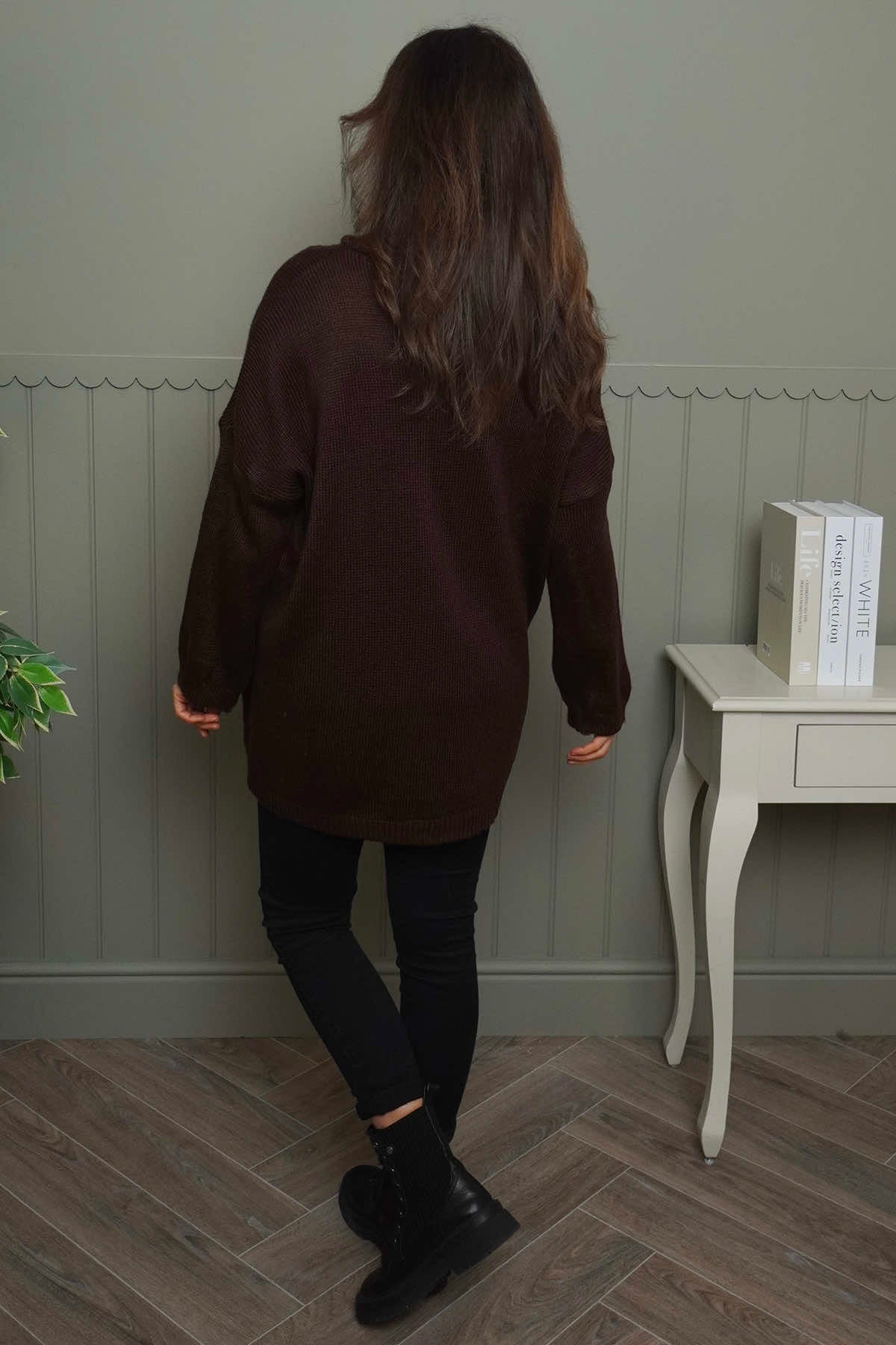 Azura Heart Polo Neck Jumper Cocoa