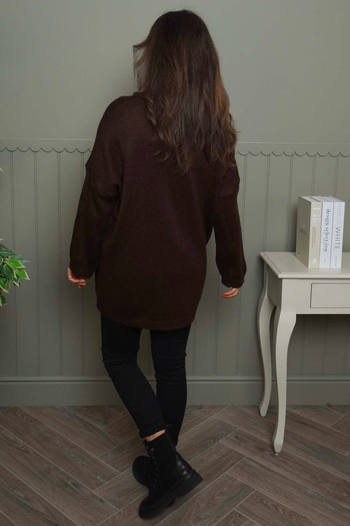 Azura Heart Polo Neck Jumper Cocoa - Image 4