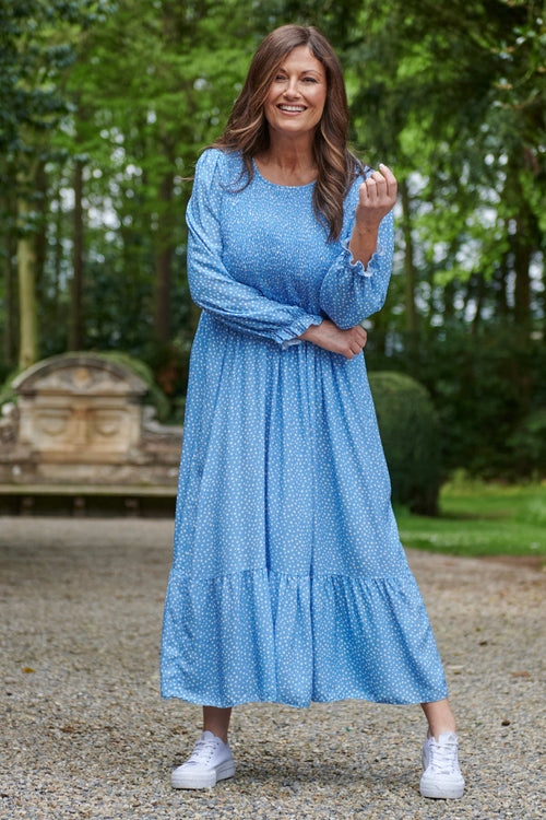 Esme Spot Print Dress Powder Blue - Image 1