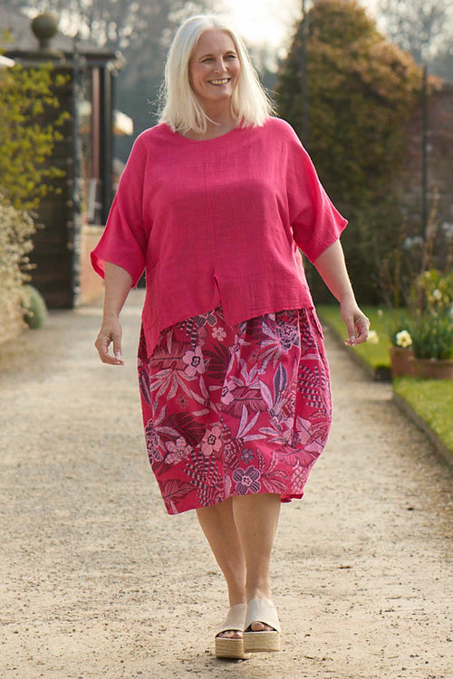 Isolde Linen Top Hot Pink - Image 3
