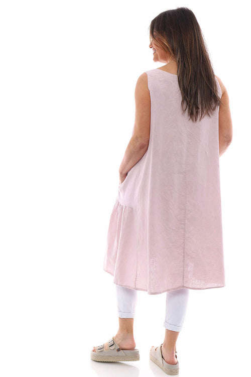 Arletta Washed Sleeveless Linen Dress Pink - Image 6